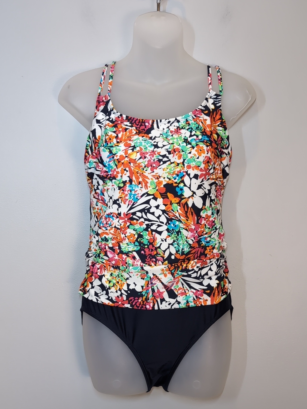 Christina Floral Tankini One Piece Swimsuit  Womens Size 10 D Cup Navy Blue - Picture 12 of 12